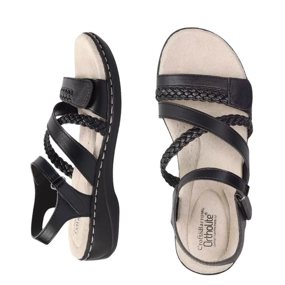 Croft & Barrow Nyala Comfort Ortholite Eco Strappy Black Sandals NWT size 6 - Picture 1 of 16